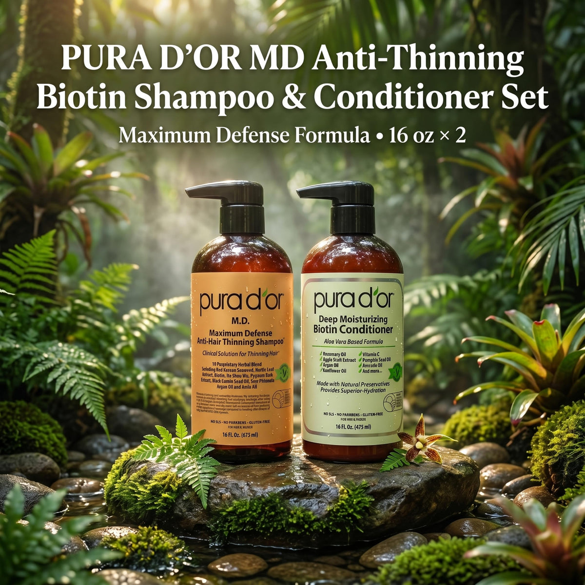 PURA D'OR Maximum Defense Biotin Conditioner 16oz front view