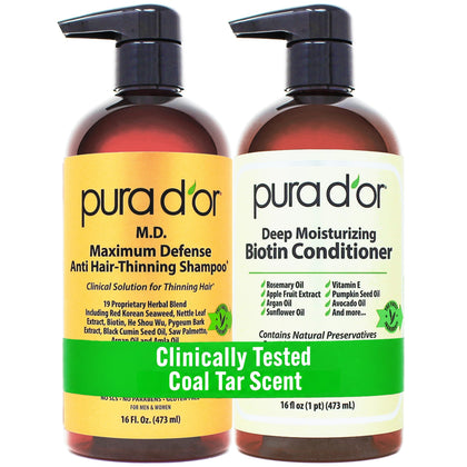 PURA D'OR Maximum Defense Biotin Shampoo 16oz front view