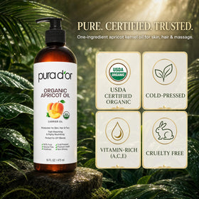 PURA D'OR Organic Apricot Kernel Oil 16 Oz lifestyle scene