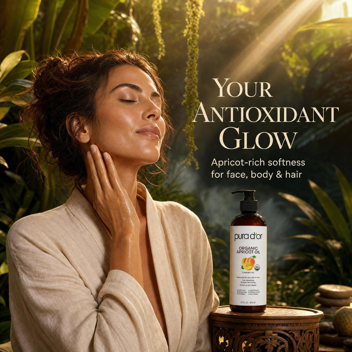 PURA D'OR Organic Apricot Kernel Oil 16 Oz packaging