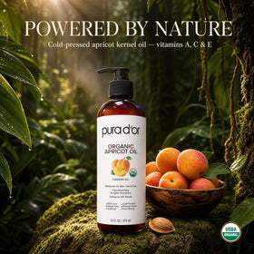 PURA D'OR Organic Apricot Kernel Oil 16 Oz side view