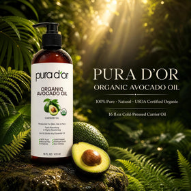 PURA D'OR Organic Avocado Oil bottle with label