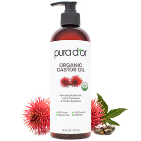 PURA D'OR Organic Castor Oil 16 Oz front view
