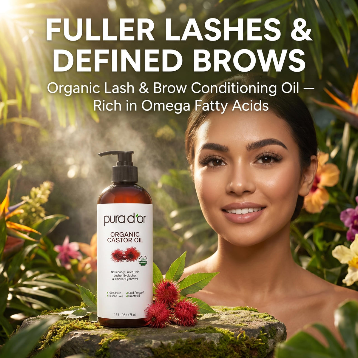 PURA D'OR Organic Castor Oil 16 Oz lifestyle use