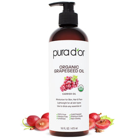 PURA D'OR Organic Grapeseed Oil 16oz front view