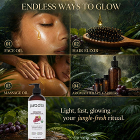 PURA D'OR Organic Grapeseed Oil packaging and dimensions