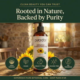 PURA D'OR Organic Sunflower Seed Oil 16 Oz close-up of texture
