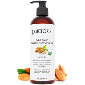 PURA D'OR Organic Sweet Almond Oil 16 Oz front view