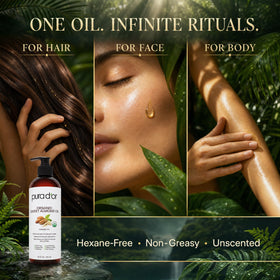 PURA D'OR Organic Sweet Almond Oil on a wooden table