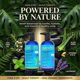 PURA D'OR Scalp Therapy Shampoo and Conditioner set side view