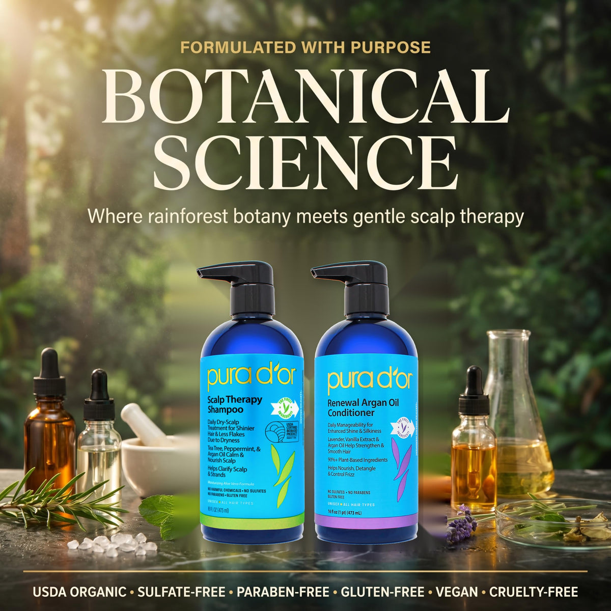 PURA D'OR Scalp Therapy Shampoo application on hair