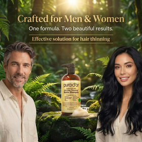PURA D'OR shampoo with natural ingredients around