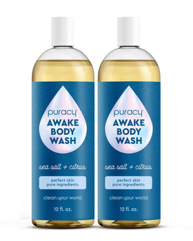 Puracy AWAKE Body Wash Citrus Sea Salt 12 oz front view