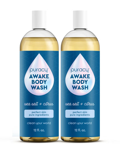 Puracy AWAKE Body Wash Citrus Sea Salt 12 oz front view