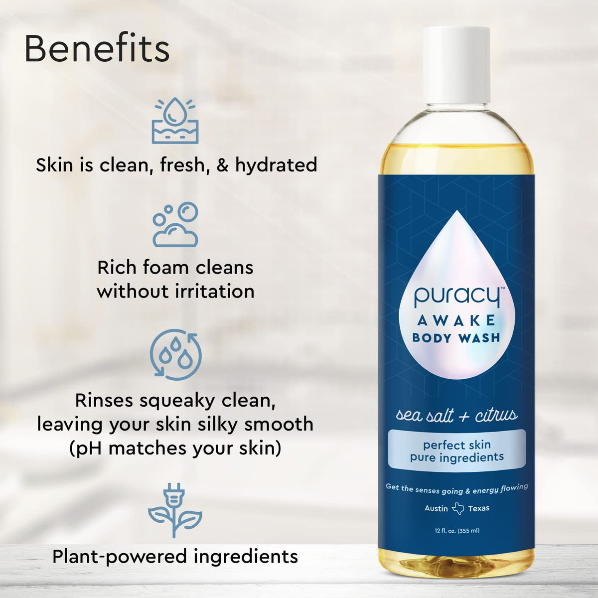 Puracy AWAKE Body Wash Citrus Sea Salt back view