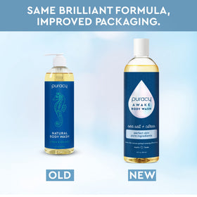Puracy AWAKE Body Wash Citrus Sea Salt in shower setting