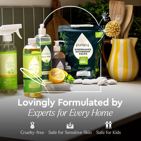 Puracy Body Wash Coconut Vanilla in a bathroom setting