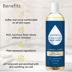 Puracy Natural Body Wash 12 fl oz Coconut & Vanilla side view