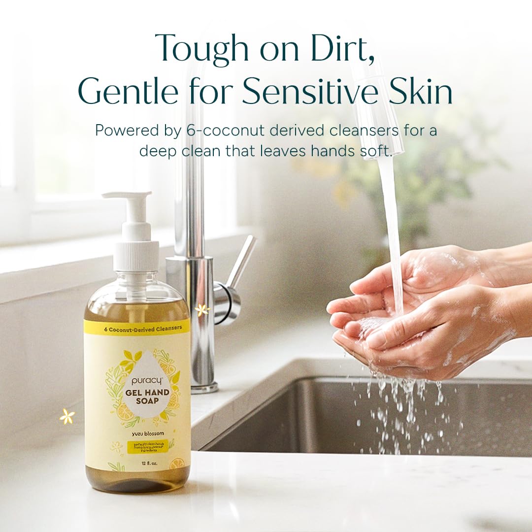 Puracy Organic Hand Soap Yuzu Blossom lifestyle scene with hands