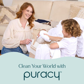 Puracy Organic Hand Soap Yuzu Blossom with floral background