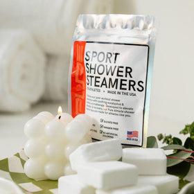 Pure Athlete Shower Steamers with eucalyptus leaves
