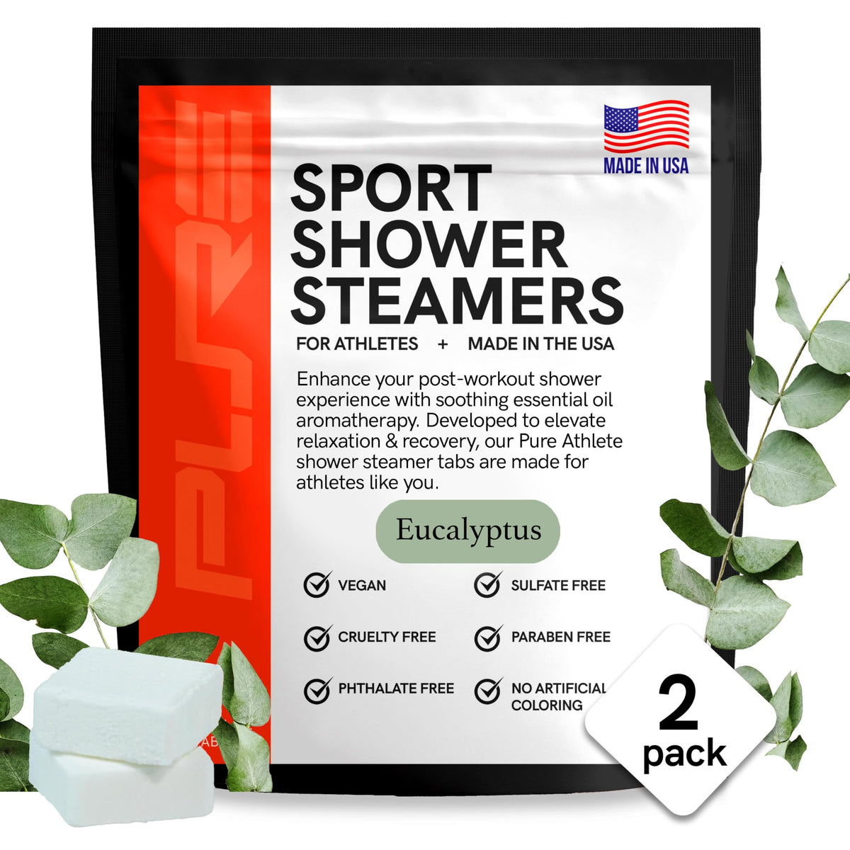 Pure Athlete Sport Shower Steamer tablet in packaging
