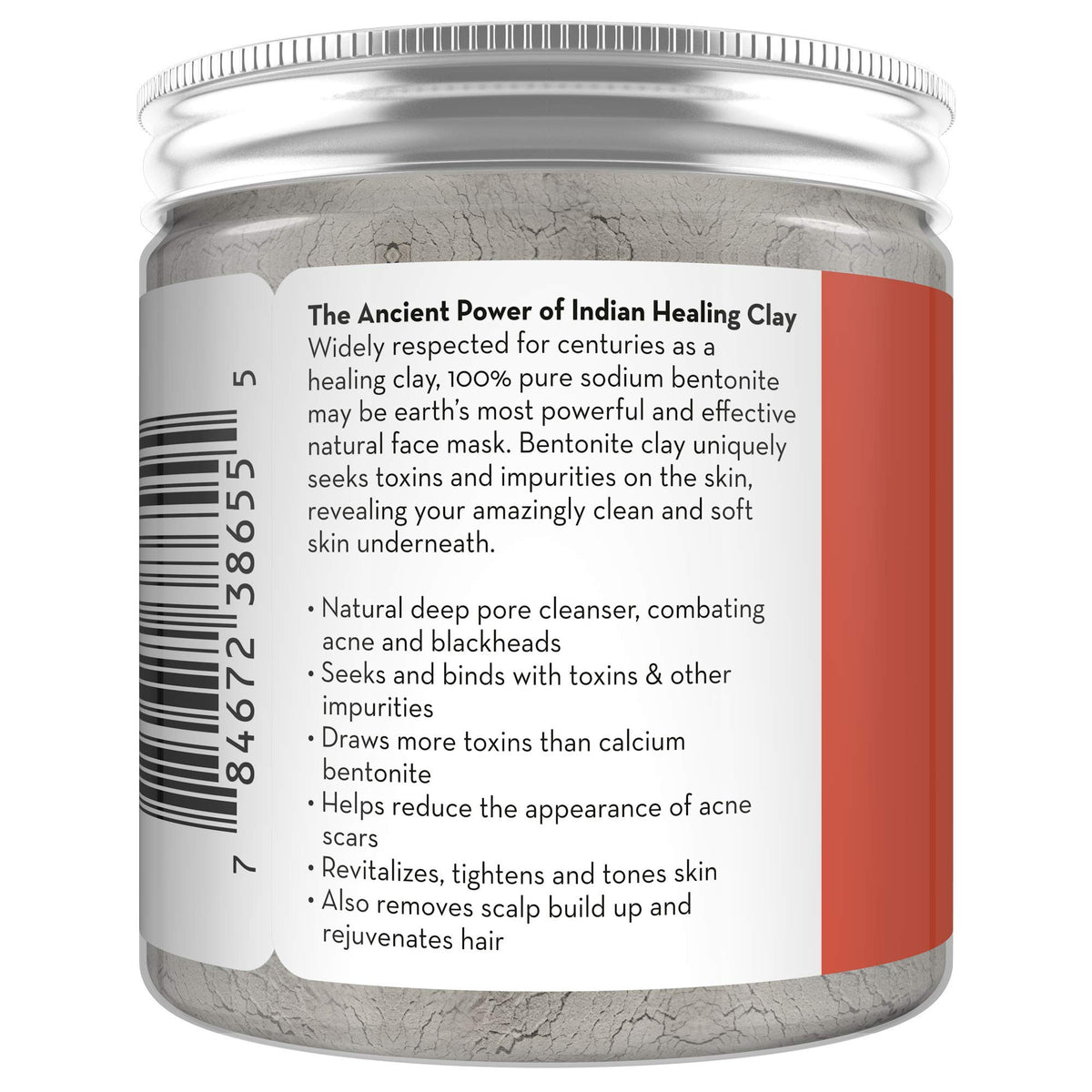 Pure Body Naturals Bentonite Clay Powder jar with natural background