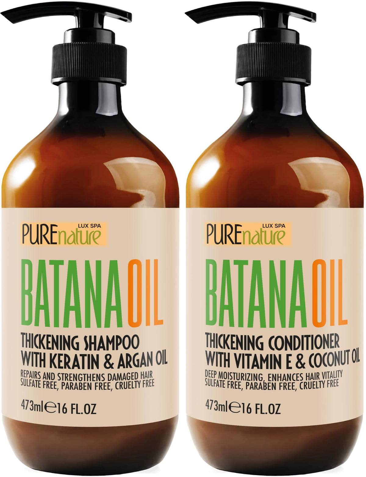 PURE NATURE LUX SPA Batana Oil Shampoo and Conditioner Set front view