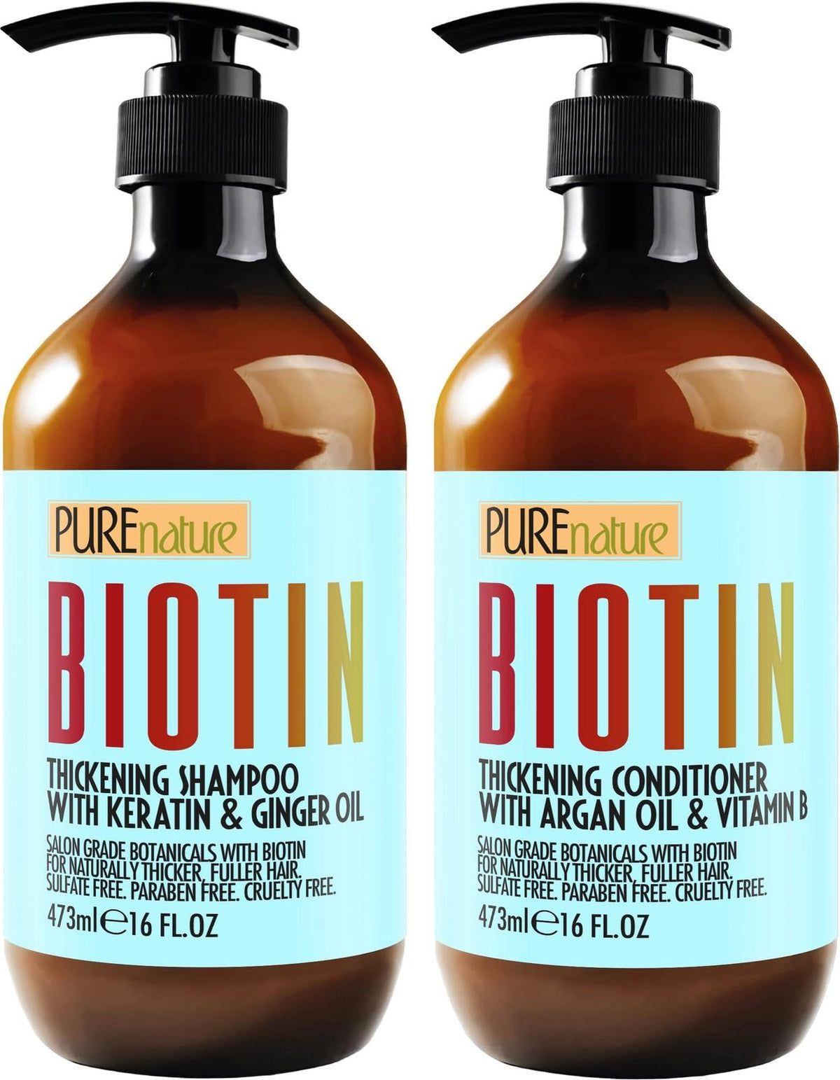 PURE NATURE LUX SPA Biotin Shampoo and Conditioner Set front view