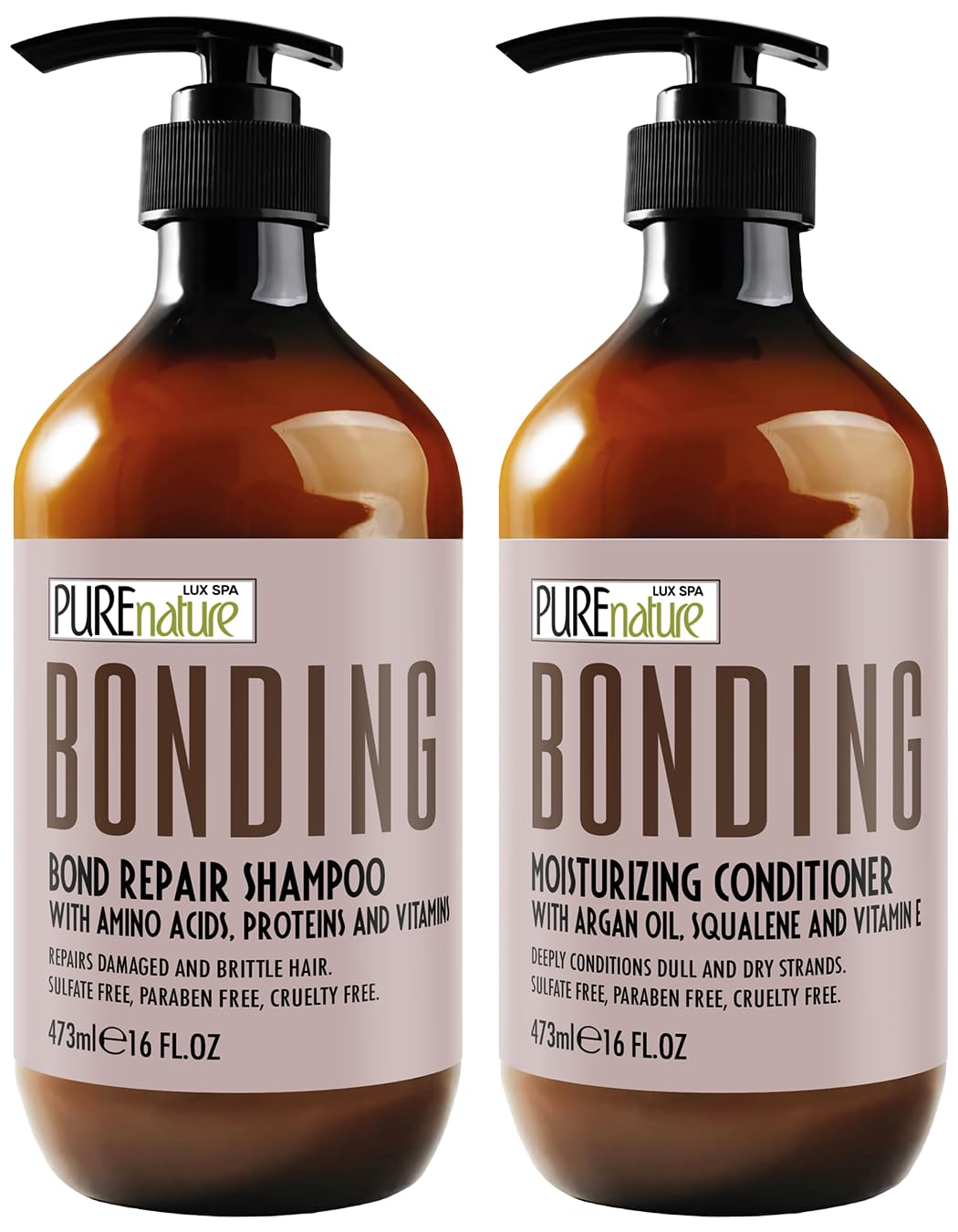 PURE NATURE LUX SPA Bonding Repair Shampoo front view, 16 Fl Oz