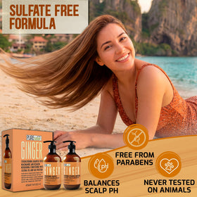 PURE NATURE LUX SPA Ginger Shampoo and Conditioner set side view