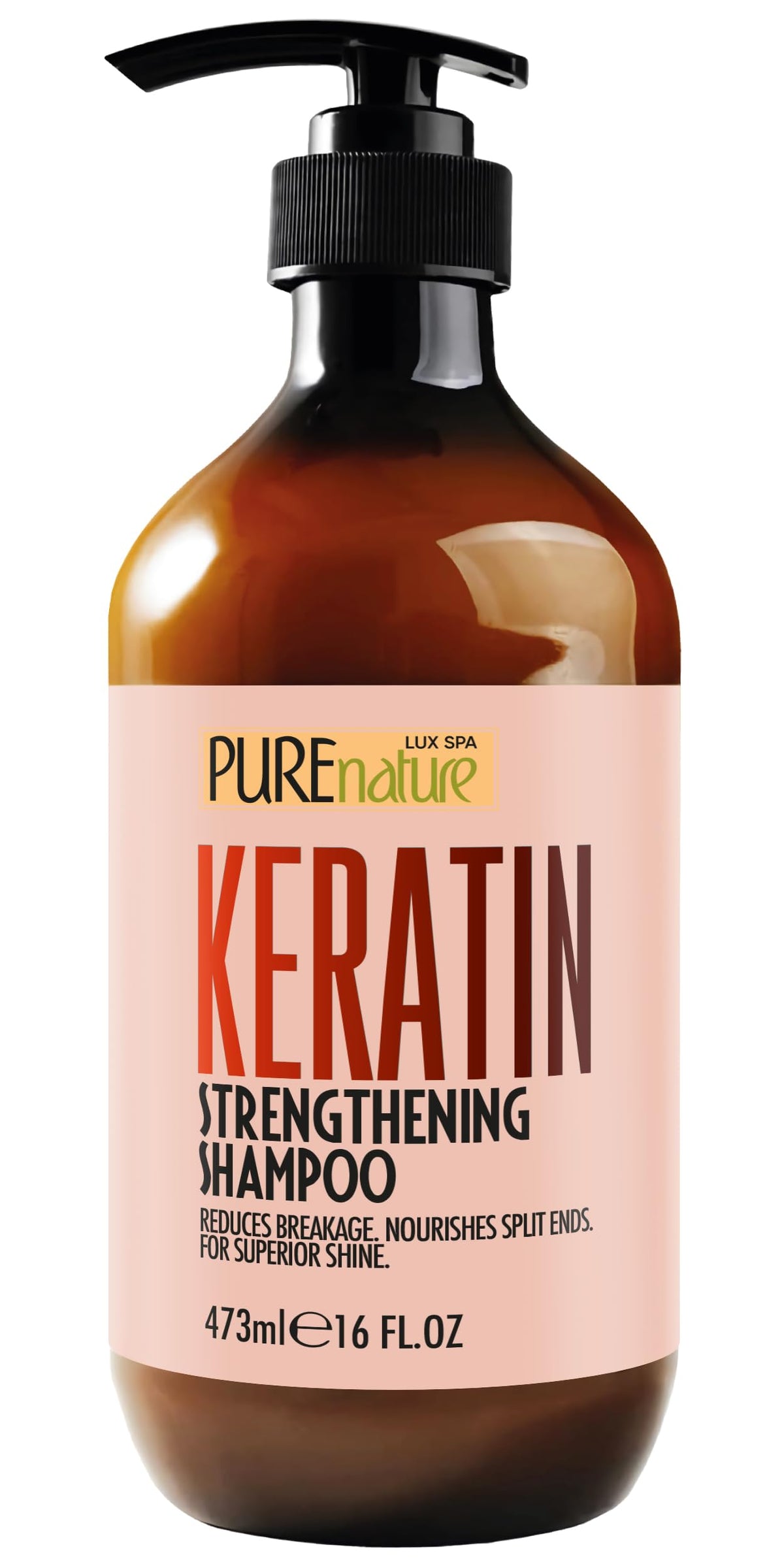 PURE NATURE LUX SPA Keratin Shampoo 16 Fl Oz front view