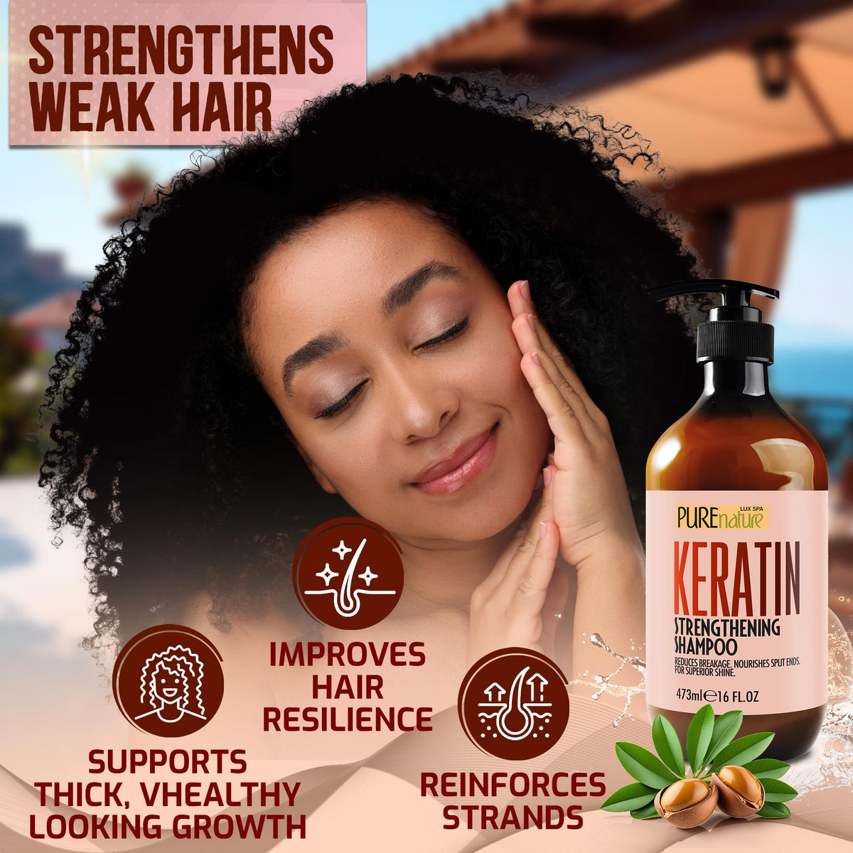 PURE NATURE LUX SPA Keratin Shampoo packaging details