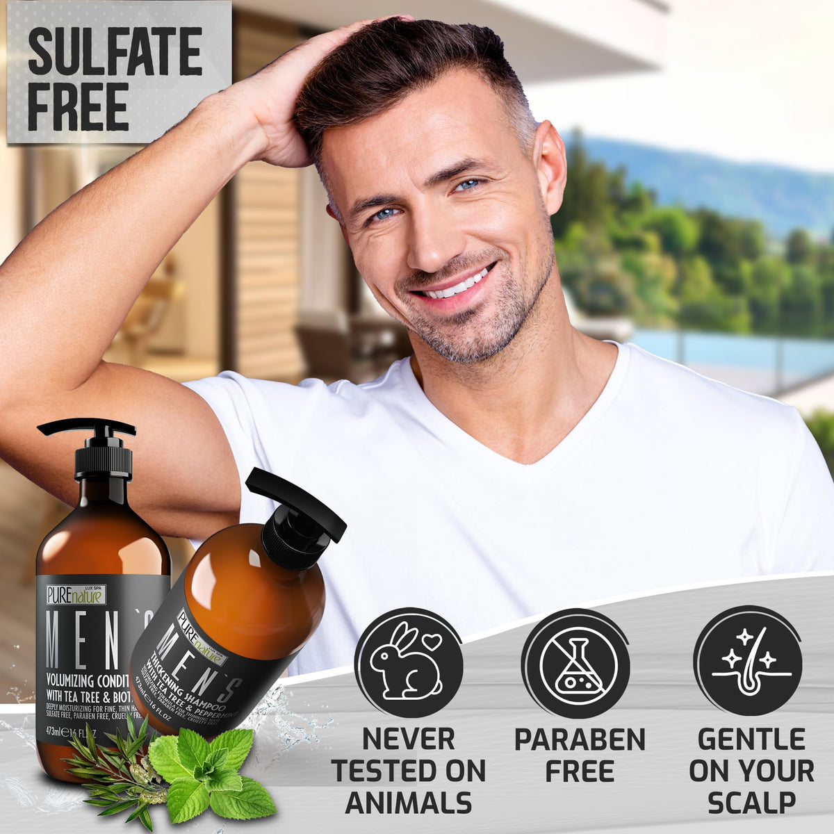 PURE NATURE LUX SPA Mens Conditioner bottle side view