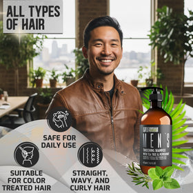 PURE NATURE LUX SPA Mens Shampoo 16 Fl Oz in bathroom setting