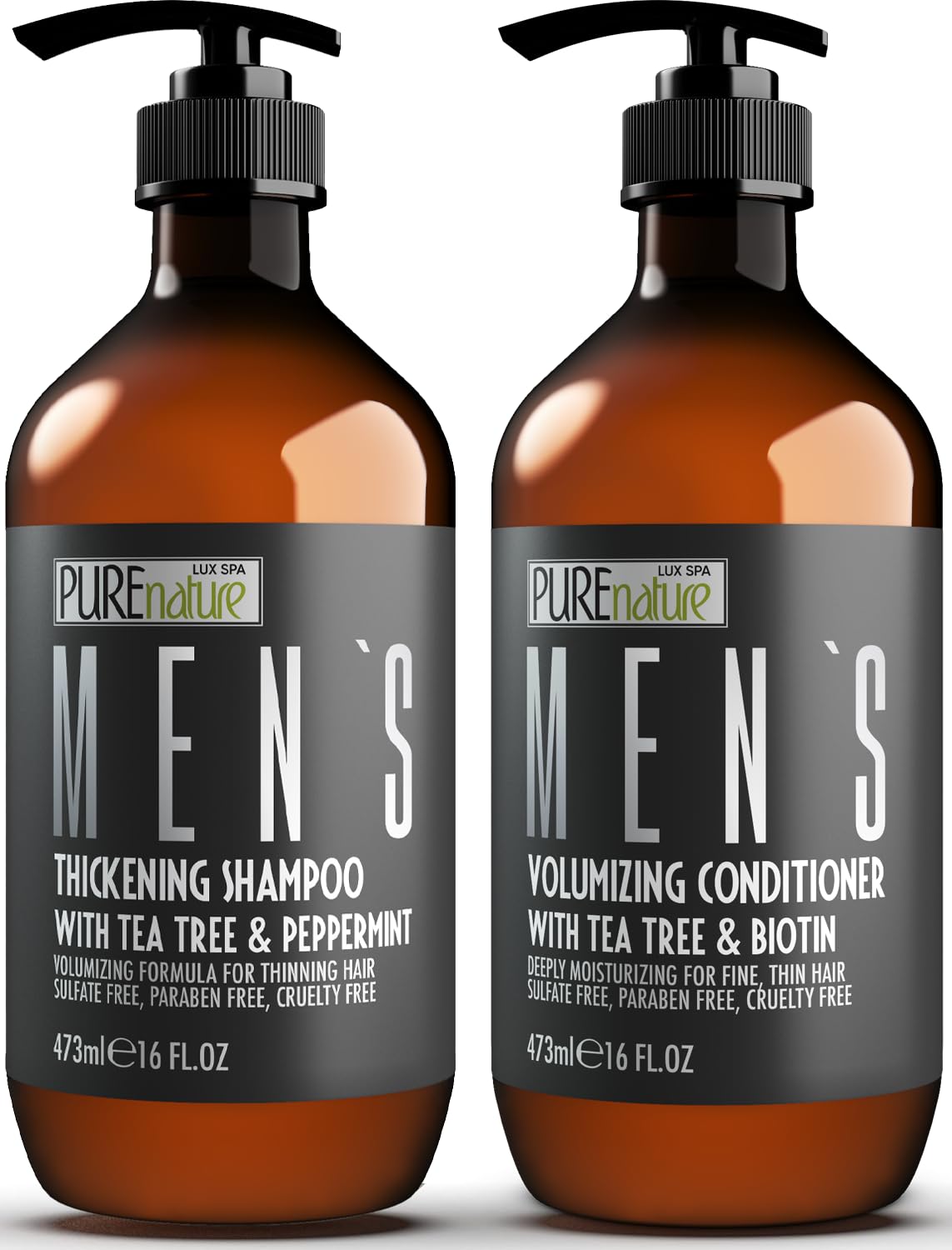 PURE NATURE LUX SPA Mens Shampoo and Conditioner Set front view