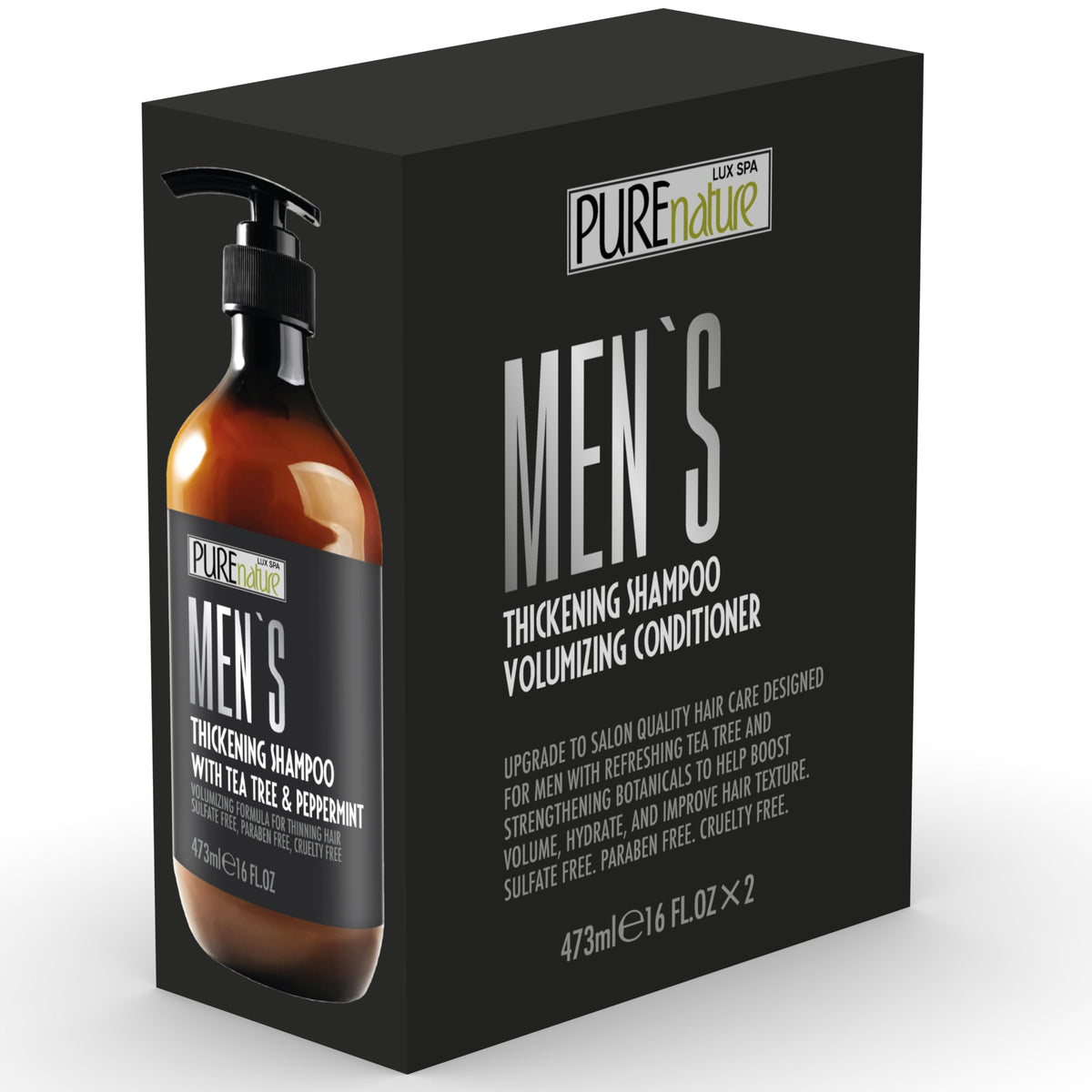 PURE NATURE LUX SPA Mens Shampoo and Conditioner Set in use
