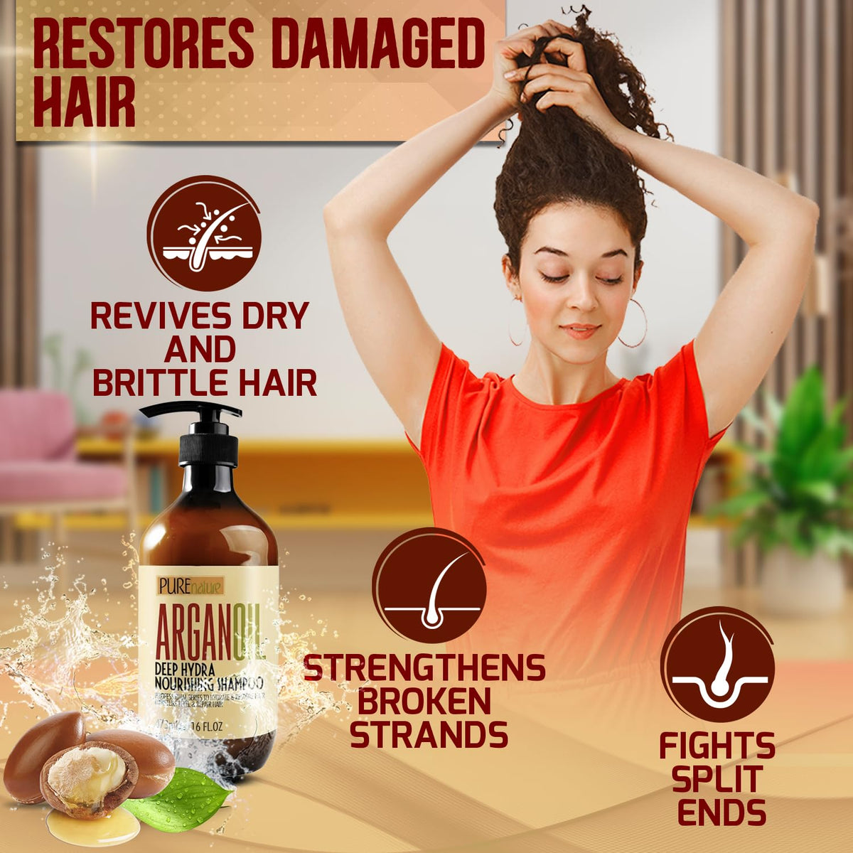 PURE NATURE LUX SPA Moroccan Argan Oil Shampoo with argan nuts