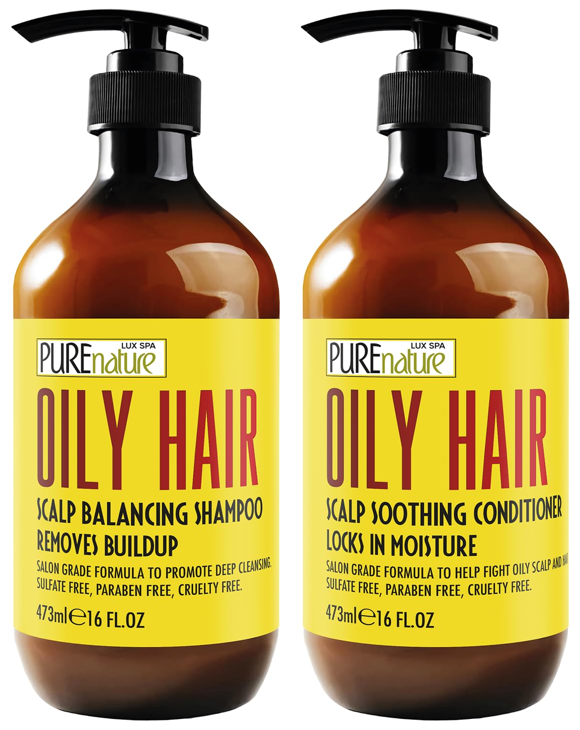 PURE NATURE LUX SPA Oily Hair Shampoo and Conditioner Set front view