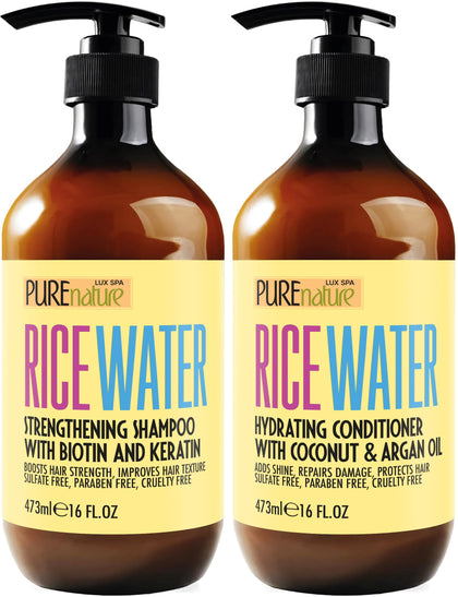 PURE NATURE LUX SPA Rice Water Shampoo front view 16 Fl Oz