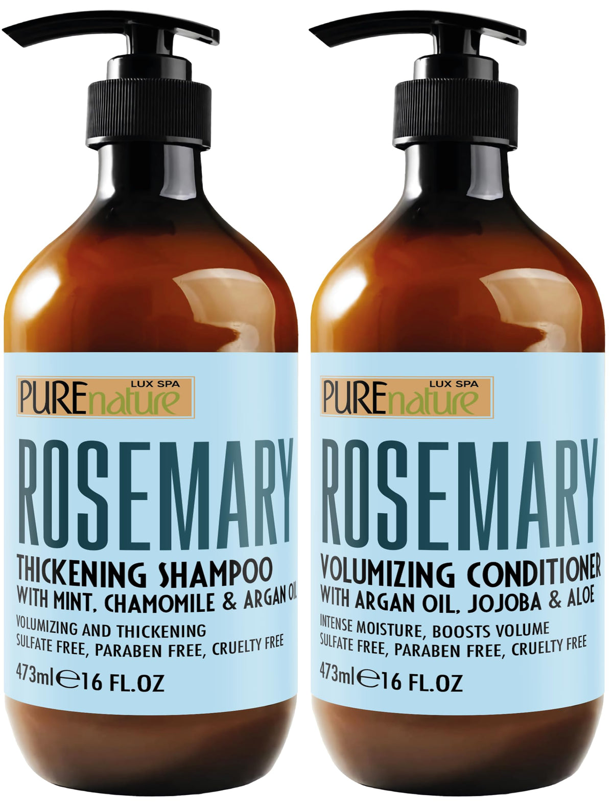 PURE NATURE LUX SPA Rosemary Shampoo and Conditioner Set front view