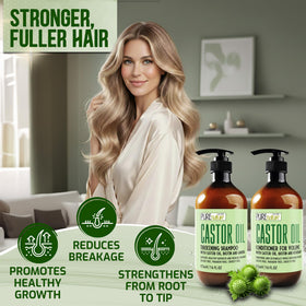 PURE NATURE LUX SPA shampoo bottle with castor oil label