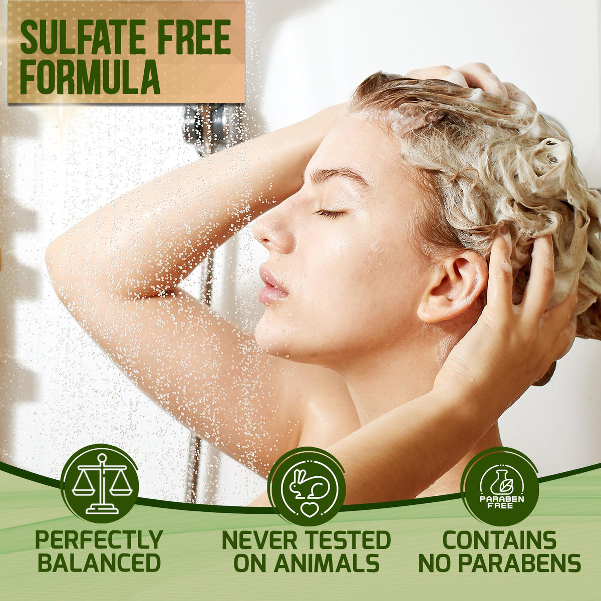PURE NATURE LUX SPA Tea Tree Oil Shampoo and Conditioner set on a bathroom shelf