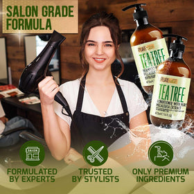 PURE NATURE LUX SPA Tea Tree Oil Shampoo and Conditioner set with a towel