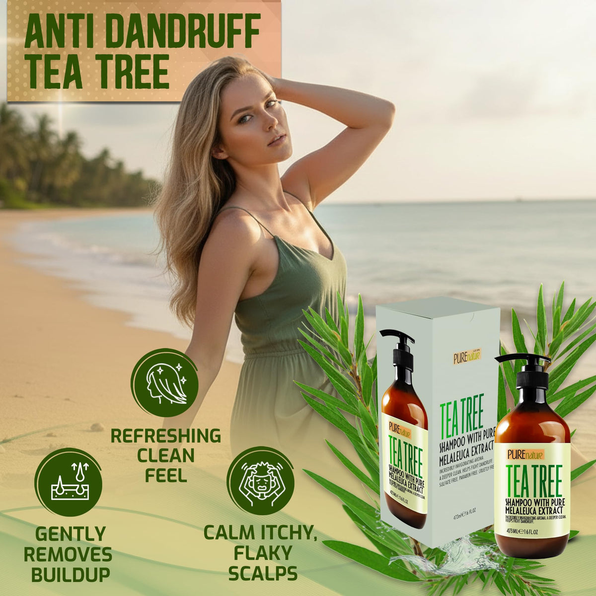 PURE NATURE LUX SPA Tea Tree Shampoo pump dispenser