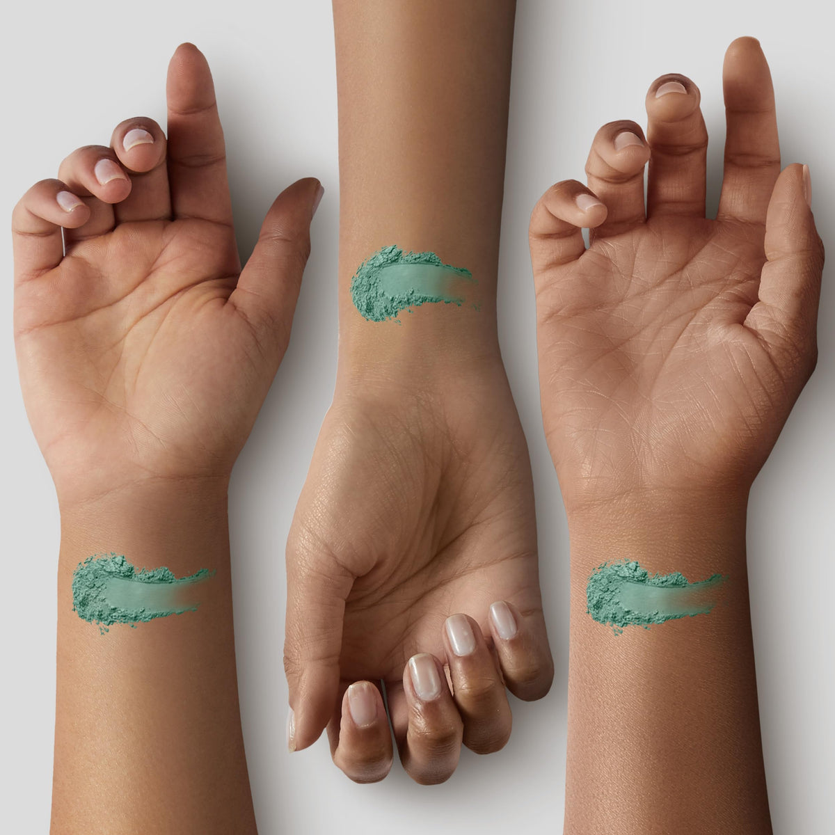 Pure Ziva Aloe Matte Turquoise Teal Green Eyeshadow on skin swatch
