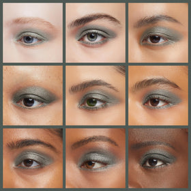 Pure Ziva Deep Forest Green Blue Grey Eyeshadow in natural light