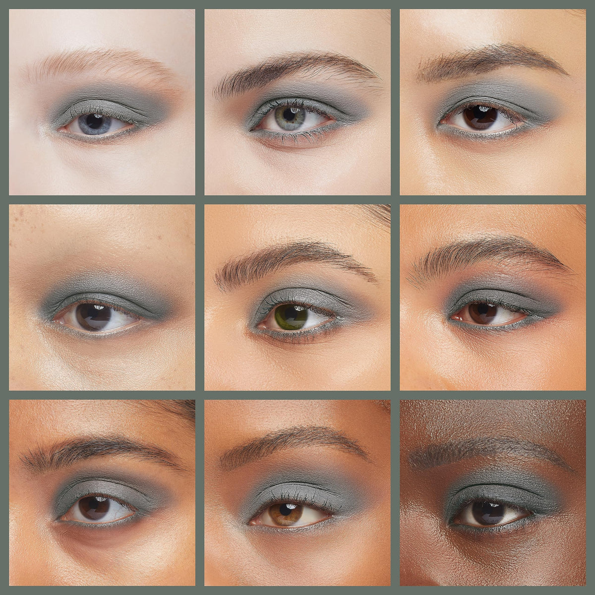 Pure Ziva Single Vegan Eyeshadow deep green blue grey with brush