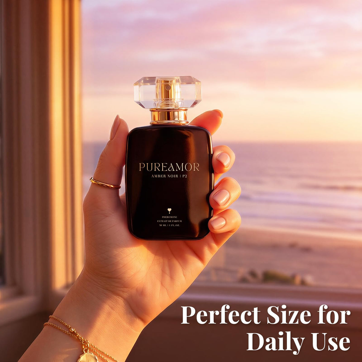 PUREAMOR Amber Noir Pheromone Perfume 30ml bottle close-up