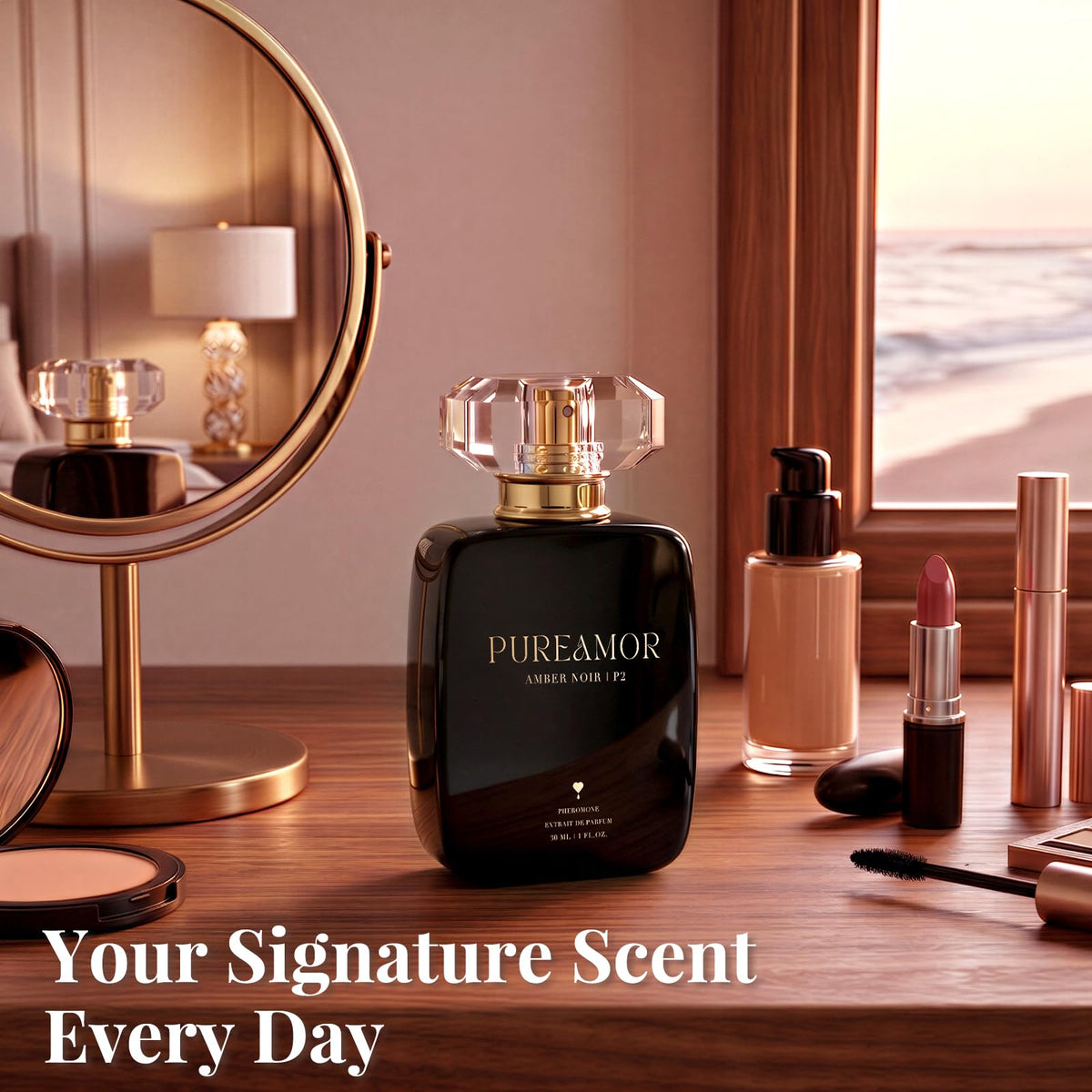 PUREAMOR Amber Noir Pheromone Perfume 30ml bottle side view
